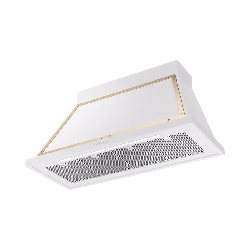 ILVE Nostalgie II 48-Inch 600 CFM Wall Mounted Range Hood in White with Brass Trim (UANB48WHG)