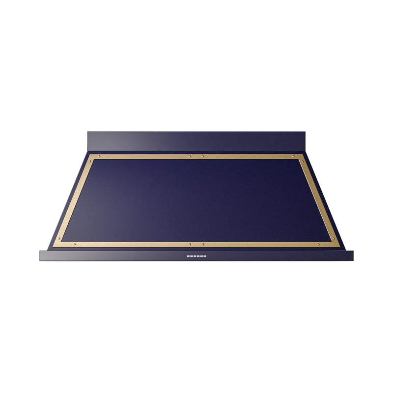 ILVE Nostalgie II 60-Inch 600 CFM Wall Mounted Range Hood in Midnight Blue with Brass Trim (UANB60MBG)