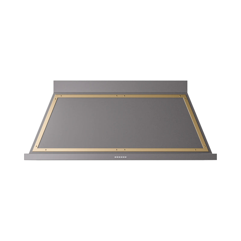 ILVE Nostalgie II 60-Inch 600 CFM Wall Mounted Range Hood in Graphite Matte with Brass Trim (UANB60MGG)