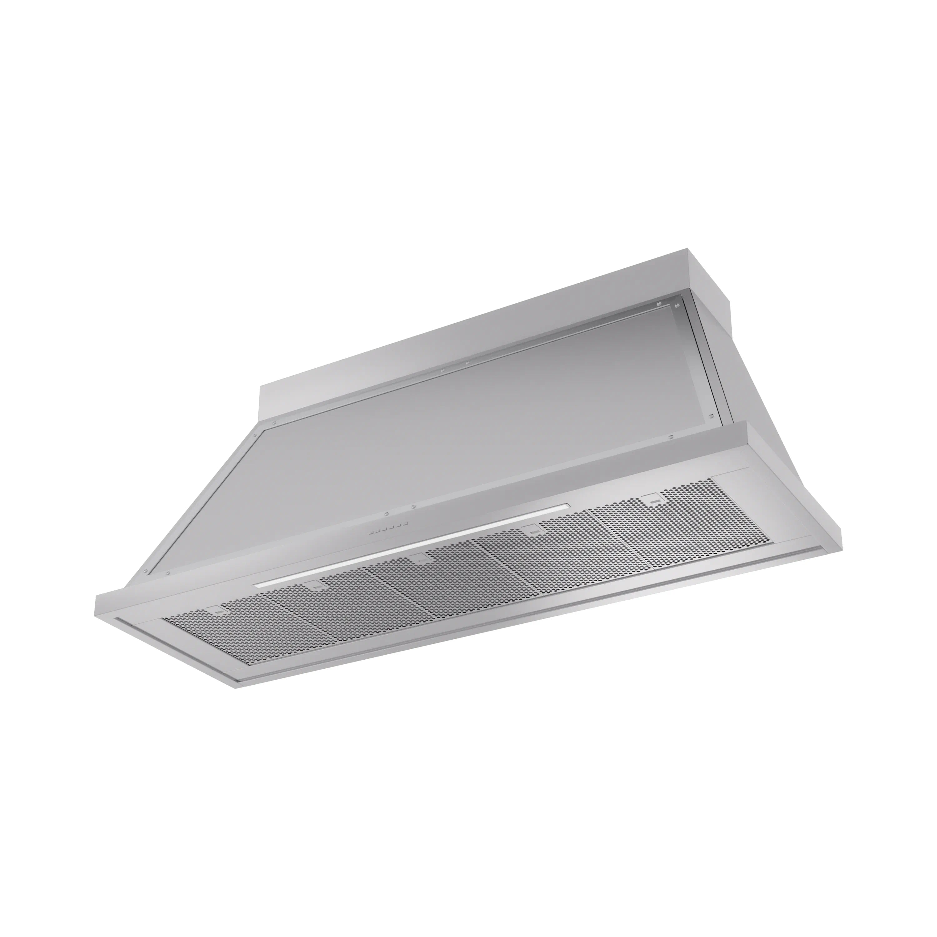 Wall-mounted range hood, stainless-steel finish with built-in baffle filters