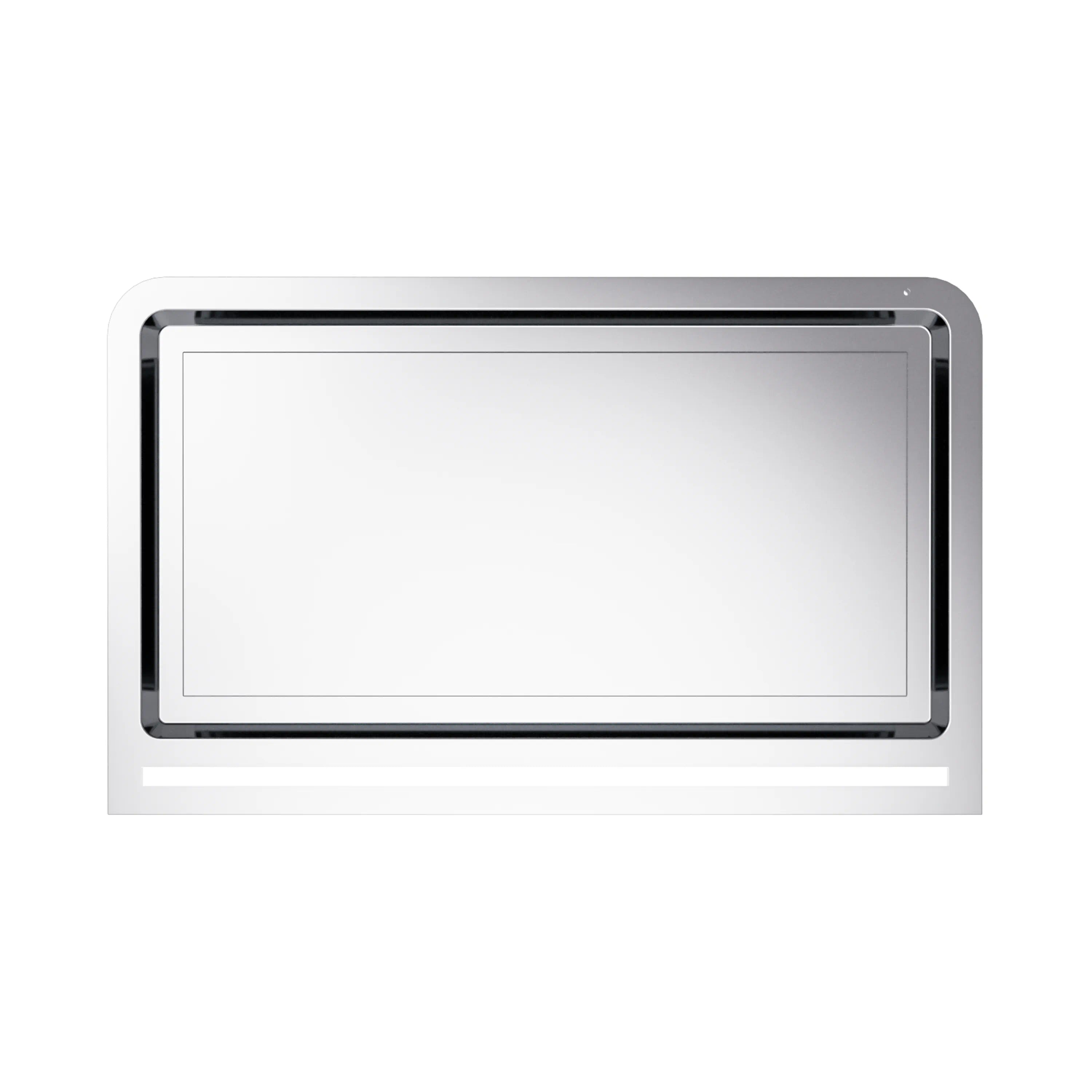Stainless steel ducted range hood with rectangular control panel window