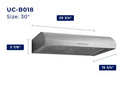 Hauslane 30-Inch Under Cabinet Curved Range Hood with Stainless Steel Filters and Panel LED in Stainless Steel (UC-B018SS-30)