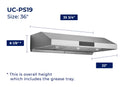Hauslane Under Cabinet Range Hood in Stainless Steel (UC-PS19)