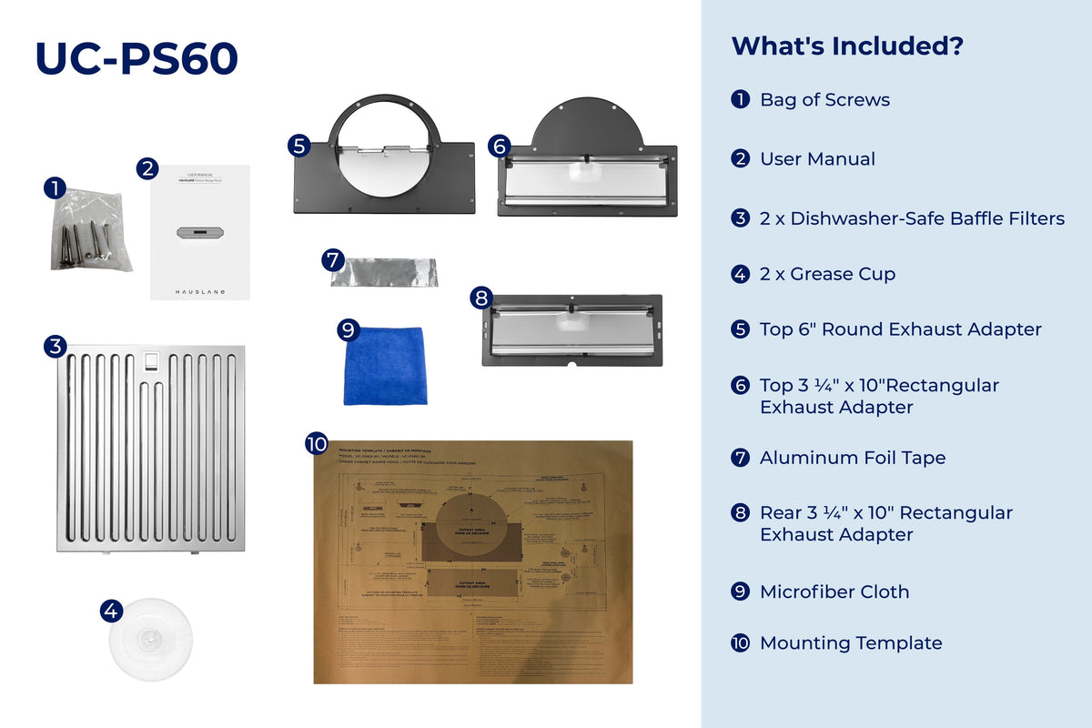 Hauslane 30-Inch Ducted Under Cabinet Range Hood with 407 CFM Motor in Stainless Steel (UC-PS60SS-30)