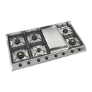 ILVE Nostalgie II 48-Inch Built-In Natural Gas Cooktop with 8 Burners, Griddle in Stainless Steel (UHCP1265FNSSB)