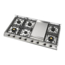 ILVE Nostalgie II 48-Inch Built-In Natural Gas Cooktop with 8 Burners, Griddle in Stainless Steel (UHCP1265FNSSB)