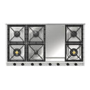 ILVE Nostalgie II 48-Inch Built-In Natural Gas Cooktop with 8 Burners, Griddle in Stainless Steel (UHCP1265FNSSB)