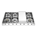 ILVE Nostalgie II 48-Inch Built-In Natural Gas Cooktop with 8 Burners, Griddle in Stainless Steel (UHCP1265FNSSC)