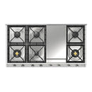 ILVE Nostalgie II 48-Inch Built-In Natural Gas Cooktop with 8 Burners, Griddle in Stainless Steel (UHCP1265FNSSC)