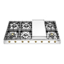 ILVE Nostalgie II 48-Inch Built-In Propane Gas Cooktop with 8 Burners, Griddle in Stainless Steel (UHCP1265FNSSGLP)
