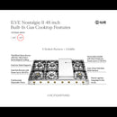 ILVE Nostalgie II 48-Inch Built-In Propane Gas Cooktop with 8 Burners, Griddle in Stainless Steel (UHCP1265FNSSGLP)