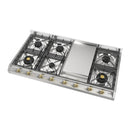 ILVE Nostalgie II 48-Inch Built-In Propane Gas Cooktop with 8 Burners, Griddle in Stainless Steel (UHCP1265FNSSGLP)