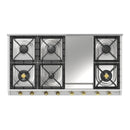 ILVE Nostalgie II 48-Inch Built-In Propane Gas Cooktop with 8 Burners, Griddle in Stainless Steel (UHCP1265FNSSGLP)