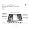 ILVE Nostalgie II 36 inch Built-In Propane Gas Rangetop with 6 Burners and Griddle, in Stainless Steel (UHCP36FNSSCLP)
