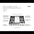 ILVE Nostalgie II 36 inch Built-In Natural Gas Rangetop with 6 Burners and Griddle, in Stainless Steel (UHCP36FNSSG)