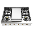 ILVE Nostalgie II 36-Inch Built-In Gas Rangetop with Griddle in Stainless Steel (UHCP36FNSSG)