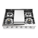 ILVE Professional Plus II 36 inch Built-In Natural Gas Rangetop with Griddle, in Stainless Steel (UHCP36FSS)