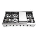 ILVE Nostalgie II 48 inch Built-In Natural Gas Rangetop with Griddle, in Stainless Steel (UHCP48FNSSC)