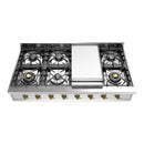 ILVE Nostalgie II 48 inch Built-In Natural Gas Rangetop with Griddle, in Stainless Steel (UHCP48FNSSG)