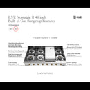 ILVE Nostalgie II 48 inch Built-In Natural Gas Rangetop with Griddle, in Stainless Steel (UHCP48FNSSG)