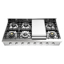 ILVE Professional Plus II 48-Inch Built-In Gas Rangetop with Griddle in Stainless Steel (UHCP48FSS)