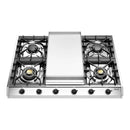 ILVE Nostalgie II 36-Inch Built-In Natural Gas Cooktop with Griddle in Stainless Steel (UHCP965FNSSB)