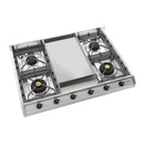 ILVE Nostalgie II 36-Inch Built-In Natural Gas Cooktop with Griddle in Stainless Steel (UHCP965FNSSB)