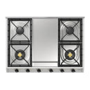 ILVE Nostalgie II 36-Inch Built-In Natural Gas Cooktop with Griddle in Stainless Steel (UHCP965FNSSB)