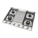 ILVE Nostalgie II 36 inch Built-In Propane Gas Cooktop with Griddle, in Stainless Steel (UHCP965FNSSCLP)