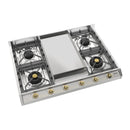 ILVE Nostalgie II 36-Inch Built-In Propane Gas Cooktop with Griddle in Stainless Steel (UHCP965FNSSGLP)