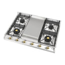 ILVE Nostalgie II 36-Inch Built-In Propane Gas Cooktop with Griddle in Stainless Steel (UHCP965FNSSGLP)