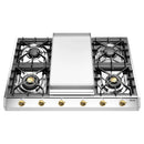 ILVE Nostalgie II 36-Inch Built-In Gas Cooktop with Griddle in Stainless Steel (UHCP965FNSSG)