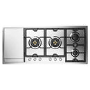 ILVE Panoramagic 48-Inch Built-In Natural Gas Cooktop with Total Black Brass Burners in Stainless Steel (UHCPMT125FSS)