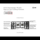 ILVE Panoramagic 48-Inch Built-In Gas Cooktop with Total Black Brass Burners in Stainless Steel with 6 Sealed Burners (UHCPMT125SS)