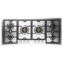 ILVE Panoramagic 48-Inch Built-In Gas Cooktop with Total Black Brass Burners in Stainless Steel with 6 Sealed Burners (UHCPMT125SS)