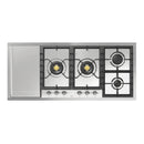 ILVE Nostalgie II 48 inch Built-In Propane Gas Cooktop with Total Black Brass Burners, in Stainless Steel (UHCPT125FNSSCLP)