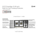 ILVE Nostalgie II 48-Inch Built-In Natural Gas Cooktop with Total Black Brass Burners in Stainless Steel (UHCPT125FNSSC)