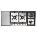 ILVE Nostalgie II 48-Inch Built-In Gas Cooktop with Total Black Brass Burners in Stainless Steel (UHCPT125FNSSG)