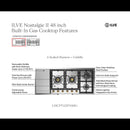 ILVE Nostalgie II 48-Inch Built-In Gas Cooktop with Total Black Brass Burners in Stainless Steel (UHCPT125FNSSG)