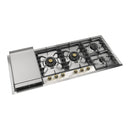 ILVE Nostalgie II 48-Inch Built-In Gas Cooktop with Total Black Brass Burners in Stainless Steel (UHCPT125FNSSG)