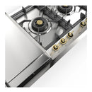 ILVE Nostalgie II 48-Inch Built-In Gas Cooktop with Total Black Brass Burners in Stainless Steel (UHCPT125FNSSG)