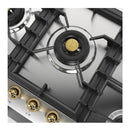 ILVE Nostalgie II 48-Inch Built-In Gas Cooktop with Total Black Brass Burners in Stainless Steel (UHCPT125FNSSG)