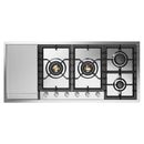 ILVE Professional Plus II 48-Inch Built-In Natural Gas Cooktop with Total Black Brass Burners in Stainless Steel (UHCPT125FSS)