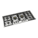 ILVE Nostalgie II 48-Inch Built-In Gas Cooktop with Total Black Brass Burners in Stainless Steel (UHCPT125NSSC)