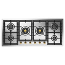 ILVE Nostalgie II 48-Inch Built-In Natural Gas Cooktop with Total Black Brass Burners in Stainless Steel (UHCPT125NSSG)
