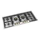 ILVE Nostalgie II 48-Inch Built-In Natural Gas Cooktop with Total Black Brass Burners in Stainless Steel (UHCPT125NSSGLP)