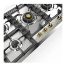 ILVE Nostalgie II 48-Inch Built-In Natural Gas Cooktop with Total Black Brass Burners in Stainless Steel (UHCPT125NSSGLP)