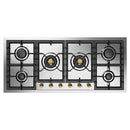 ILVE Nostalgie II 48-Inch Built-In Gas Cooktop with Total Black Brass Burners in Stainless Steel with 6 Sealed Burners (UHCPT125NSSG)