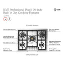 ILVE Professional Plus II 30-Inch Built-In Propane Gas Cooktop with 5 Burners in Stainless Steel (UHCPT75SSLP)