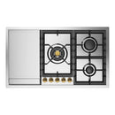 ILVE Nostalgie II 36-Inch Built-In Propane Gas Cooktop with Total Black Brass Burners in Stainless Steel (UHCPT95FNSSGLP)